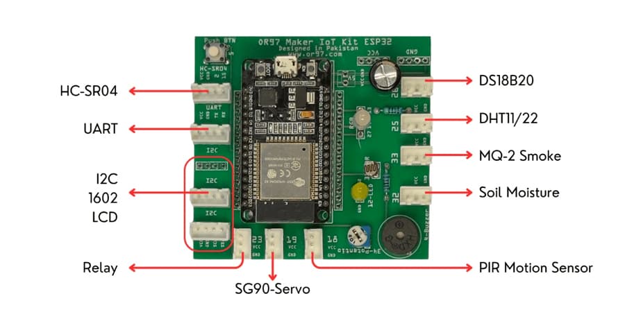 MakerBuddy connector assignment to sensors diagram