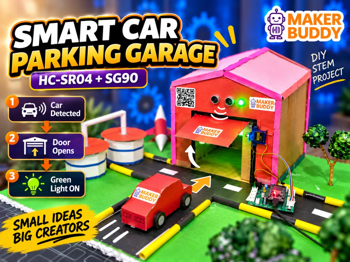 Smart car parking garage built with the MakerBuddy IoT Kit