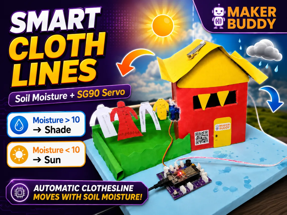 Automatic clothesline controlled by soil moisture and a servo