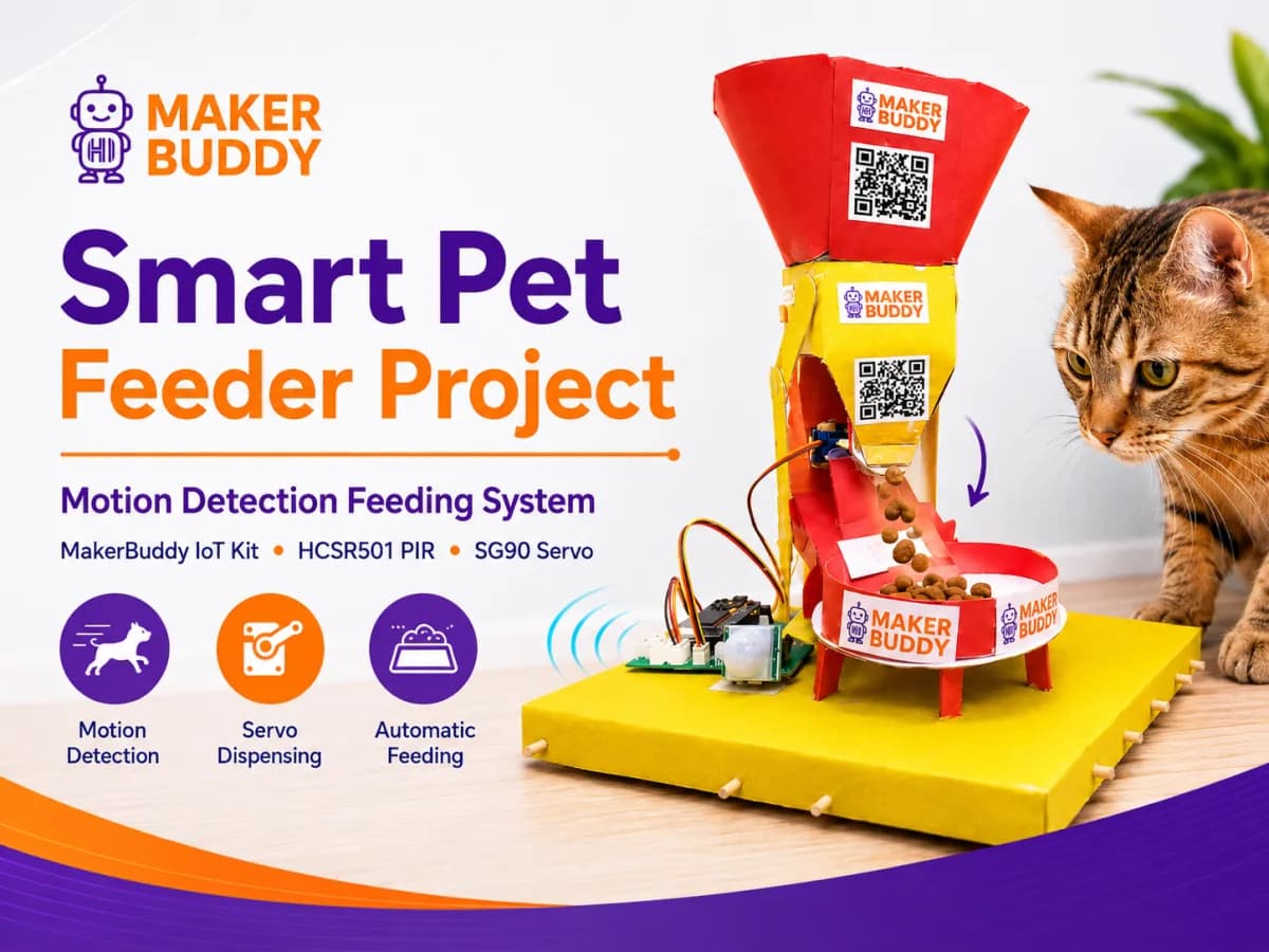 Motion-activated smart pet feeder built with MakerBuddy