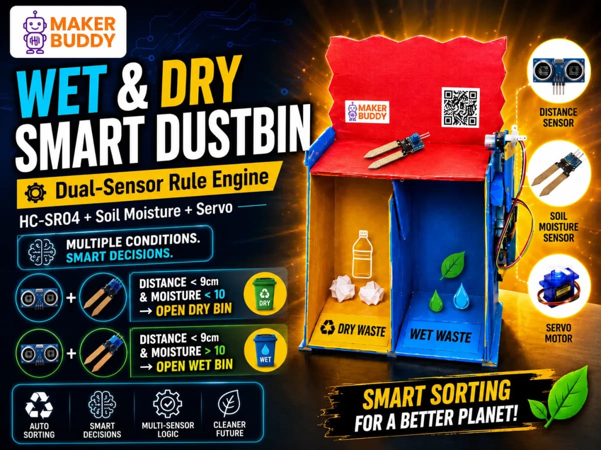 Wet and dry smart dustbin with dual-sensor sorting